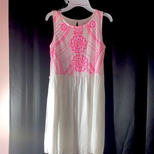 Pink and white dress